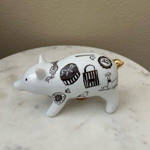 Brand New limited edition Henri bendel White Ceramic Piggy Bank with Gold Tail